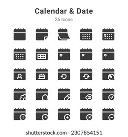icons collection on calendar, data and related topic