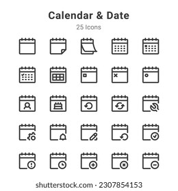 icons collection on calendar, data and related topic