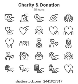 icons collection on charity and donation