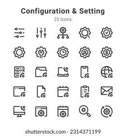 colección de iconos sobre configuración, configuración y temas relacionados