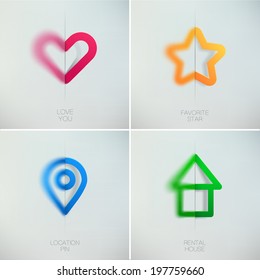 Icons collection. Popular pictograms set on gray background. Eps 10 vector illustration