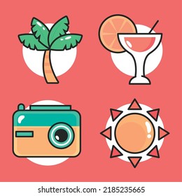 colección de iconos verano incluir cóctel