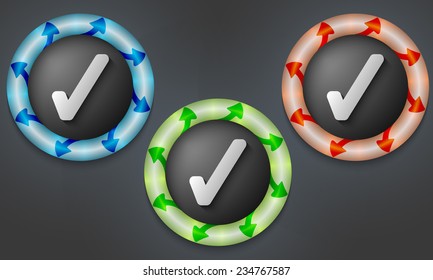 icons with color back light and check box