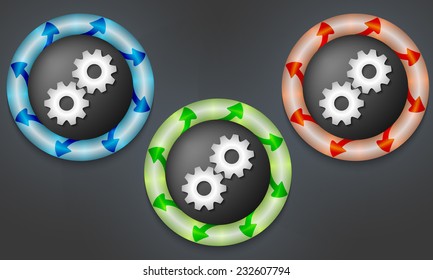 icons with color back light and cogwheels