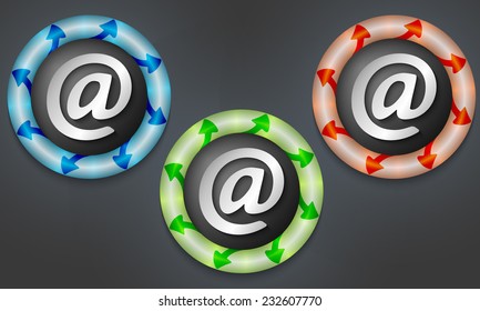 icons with color back light and email icon