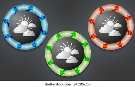 icons with color back light and forecast symbol
