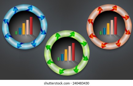 icons with color back light and graph