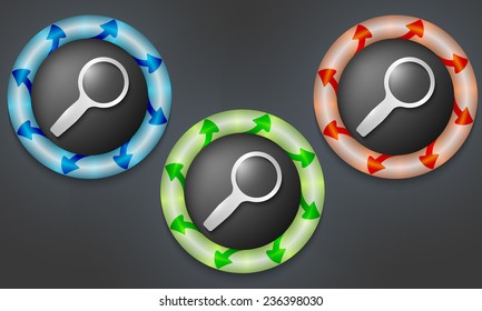 icons with color back light and magnifier