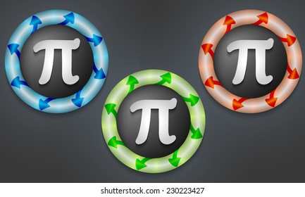 icons with color back light and pi symbol