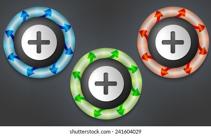 icons with color back light and plus symbol