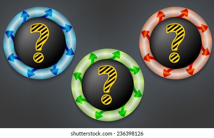 icons with color back light and question mark