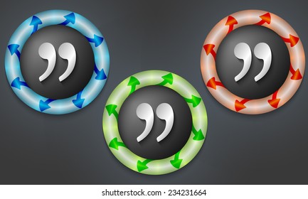 icons with color back light and quotation mark