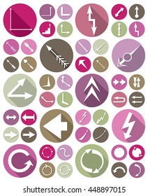 icons in the colored circles with different arrows on a white background
