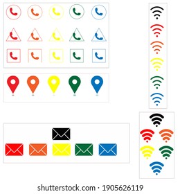 Icons colored for phone vector.Icons Navigator, mail, communication.