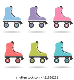 icons of colorful roller skates