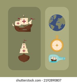 icons columbus day vector style