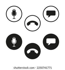 icons communication. Call symbol. Smartphone message interface. Customer support website. Vector illustration.
