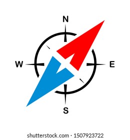 Icons Compass isolated on white background. Vector illustration with colored arrows.