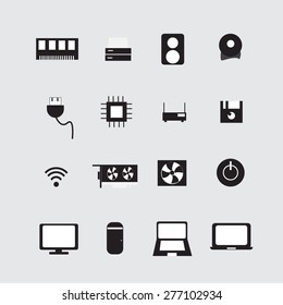 Icons computer black set.