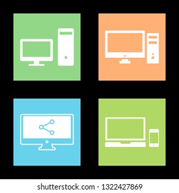 Icons for computer, laptop, monitor, vector illustration in flat, EPS10. 