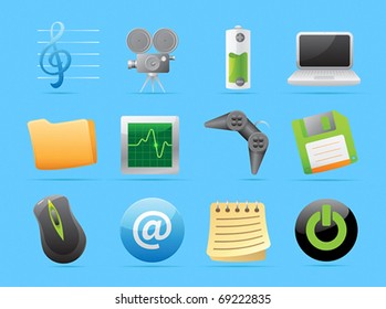 Icons for computer and website interface. Vector illustration.