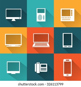 Icons of  computers and informatics as a business presentation