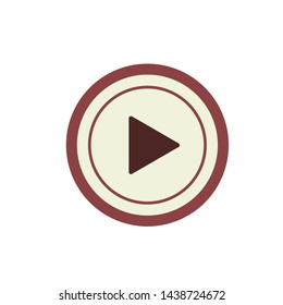 icons concept, play button illustration, red outline vector.