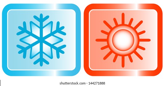 icons for conditioners topic - snowflake and sun 