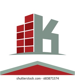 Icons for construction business logo with the initials letter K