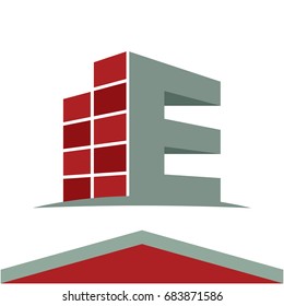 Icons for construction business logo with the initials letter E