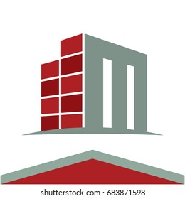 Icons for construction business logo with the initials letter M