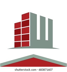 Icons for construction business logo with the initials letter W
