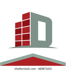 Icons for construction business logo with the initials letter D