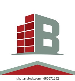 Icons for construction business logo with the initials letter B