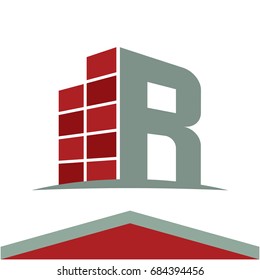 Icons for construction business logo with the initials letter R