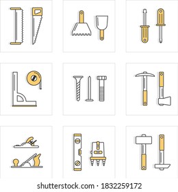 Icons of construction tools for an online store.