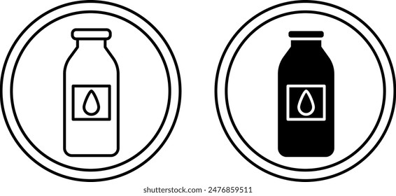 Iconos Contiene Lactosa. Iconos vectoriales en blanco y negro de botellas con leche. Ingrediente Alimenticio Alergénico. Etiqueta, Logotipo Para Productos Lácteos