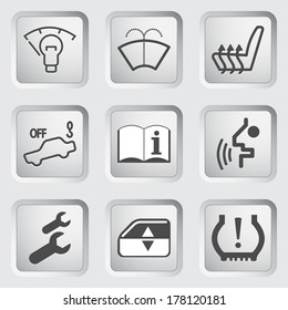 Icons for the control panel of the car set 4. Vector illustration.