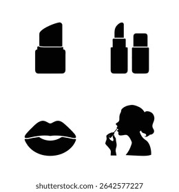 Ícones de cosméticos e batom em um fundo branco