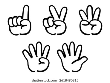 Icons for counting hands, vector illustration