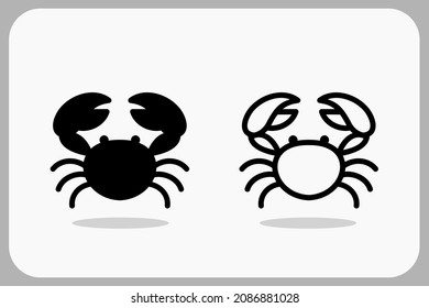 icons crab line and silhouette on white background for web and apps. cancer logo