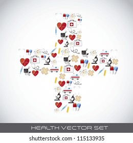 icons in cross shape over gray background. vector illustration