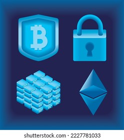 icons Cryptocurrency and blockchain design