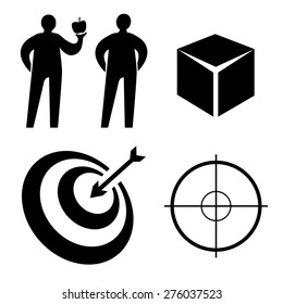 Icons Cube, Arrow, Man, Aim