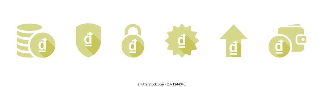 Icons of currencies. Financial icons of the Vietnamese dong. Money icons. A simple set of tax related icons. Vector illustration