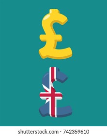 Icons of the currency sign British Pound Sterling.