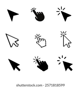 Icons cursol - mouse cursor hand pointer hourglass Illustration vector