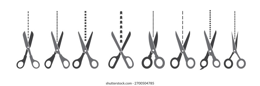Iconos de cortar aquí Ilustración vectorial