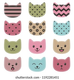 Icons of cute cats for scrapbooking