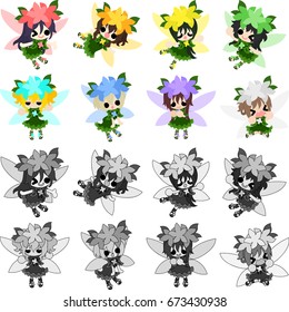 The icons of cute cute fairies